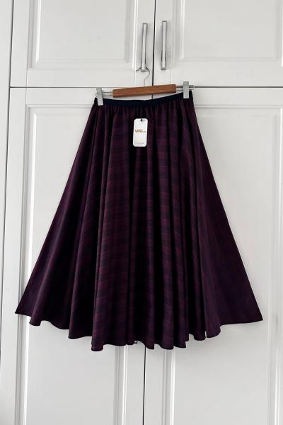 Ekose Etek Koyu Bordo Bordo Siyah