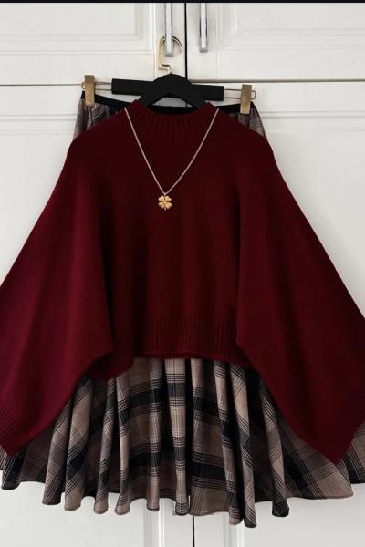 Ekose Takım  Bordo Kemik