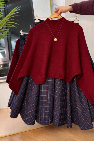 Ekose Takım Lacivert Bordo Ekose Lacivert