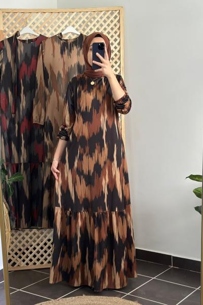 Kübra Elbise Kahverengi