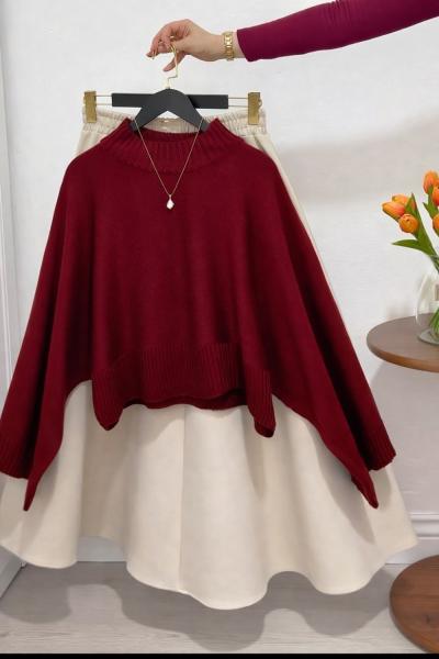 Touche Takım Bordo-Bej Bordo Bej