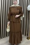 Manolya Etek Takım Kahverengi