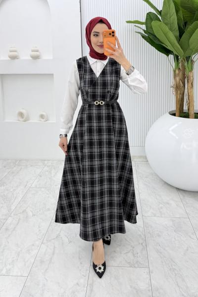 Bordo Leyla Ekose Jile Tesettür Giyim