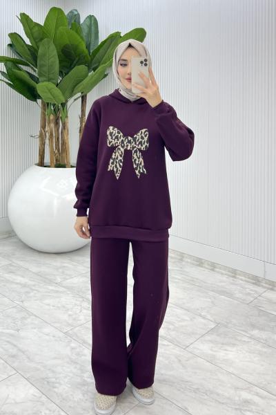 Bordo Şardonlu Naz Takım Tesettür Giyim