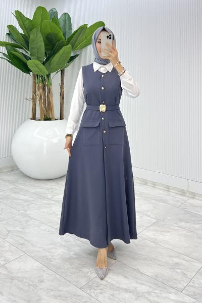 Gri Sude Jile Tesettür Giyim