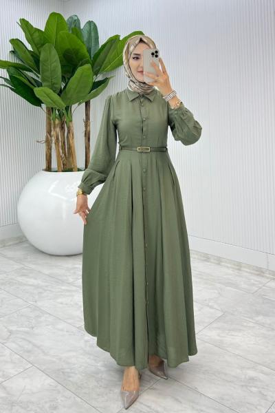 Haki Demet Elbise Tesettür Giyim