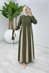 Haki Parçalı Elbise Tesettür Giyim