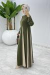 Haki Parçalı Elbise Tesettür Giyim