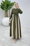 Haki Parçalı Elbise Tesettür Giyim