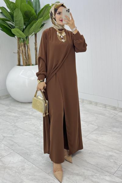Kahve Ahum Tasarım Takım Tesettür Giyim