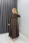 Kahve Premium Naz Jile Ferace Takım Tesettür Giyim
