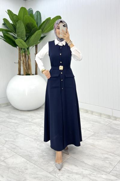 Lacivert  Sude Jile Tesettür Giyim