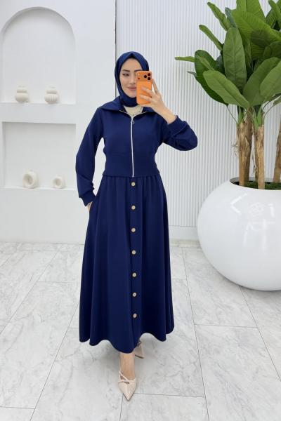 Lacivert Şazeli Premium Etek Takım Tesettür Giyim