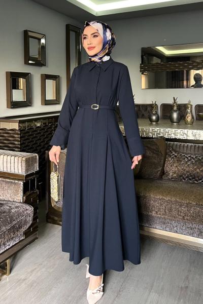 Lacivert Premıum Farah Elbise Tesettür Giyim