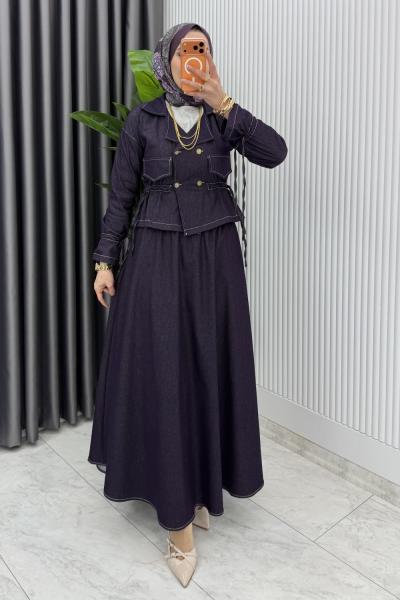 Mürdüm Premium Reyhan Kot Takım Tesettür Giyim