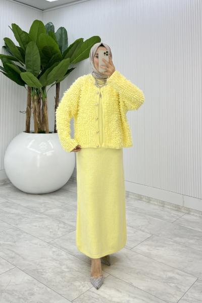 Sarı Başak Triko Takım Tesettür Giyim