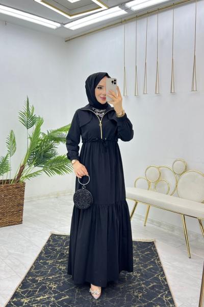 Siyah Azra Elbise Takım Tesettür Giyim