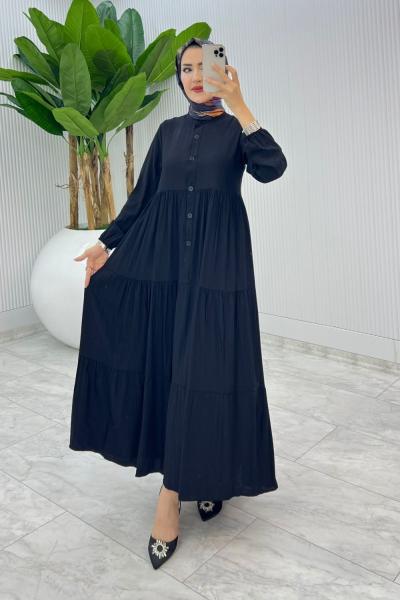 Siyah Çilek Elbise Tesettür Giyim