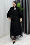 Siyah Lale Elbise Tesettür Giyim