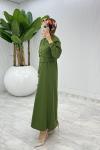 Yeşil  Hasibe Elbise Takım Tesettür Giyim