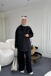 Asimetrik Yaka Scuba Takım Siyah