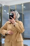 Çıtçıtlı Detaylı Parka Trençkot Camel