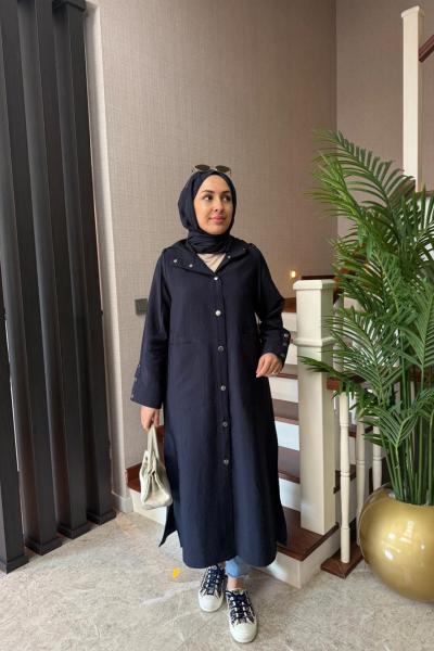 Çıtçıtlı Cupra Kap  Lacivert