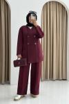 Scuba Ceketli Takım Bordo