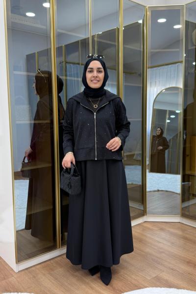 Scuba Taşlı Takım  Siyah