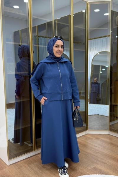 Scuba Taşlı Takım  İndigo