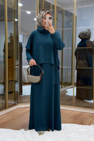 Tasarım İkili Oysho  Elbise Petrol Mavisi