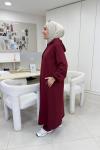 Uzun Kapüşonlu İkiiplik Takım Bordo