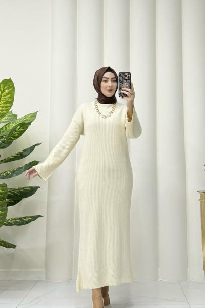 ARİA TRİKO ELBİSE  Krem