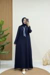 BADE FULARLI ELBİSE Lacivert