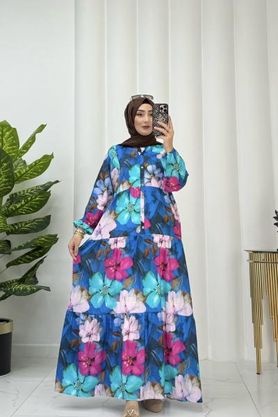 ÇİÇEK ELBİSE  Mavi