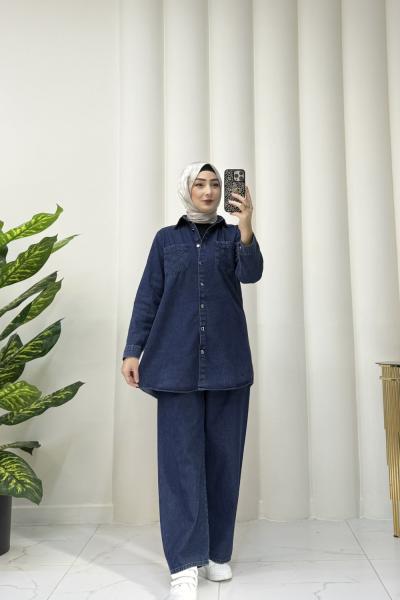 Denim kot takım Lacivert