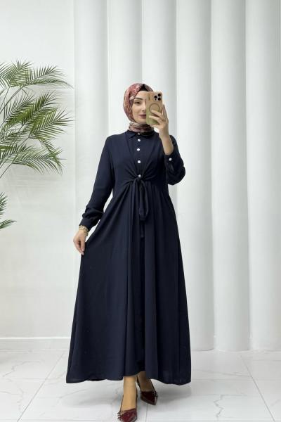 Flora elbise Lacivert