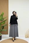 KARMİN ETEKLİ TAKIM Siyah