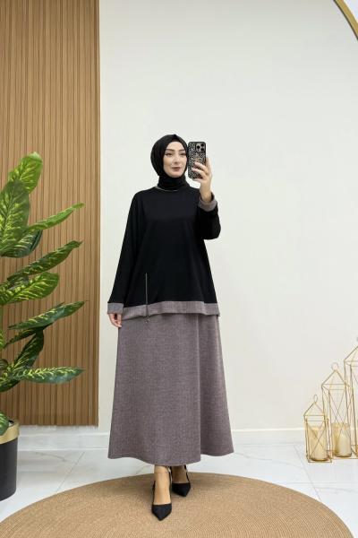 KARMİN ETEKLİ TAKIM Vizon