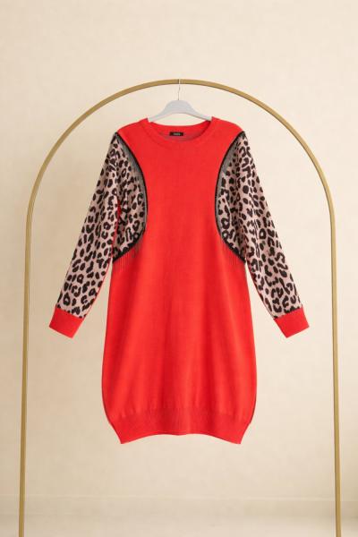 Leopar kollu tunik Turuncu