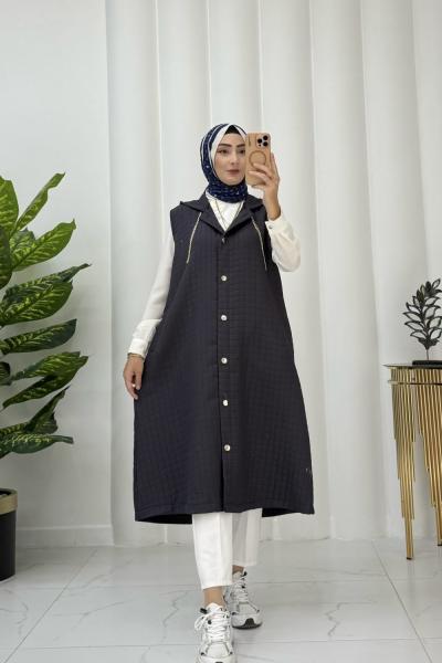 Saşa kapitone yelek Lacivert