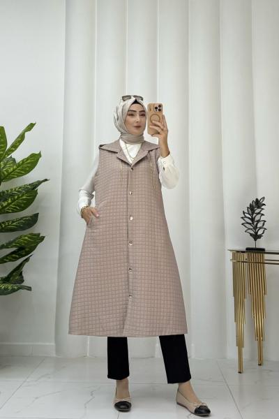 Saşa kapitone yelek Vizon