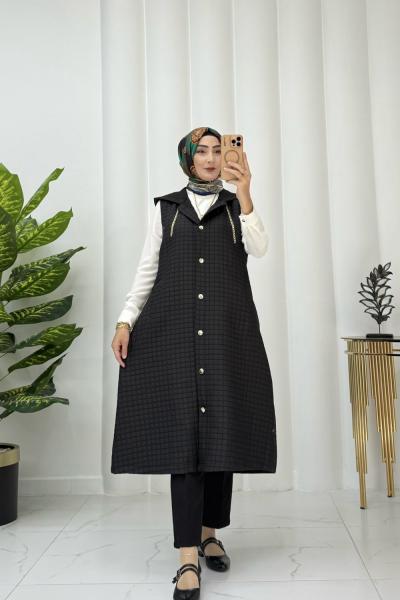 Saşa kapitone yelek Siyah