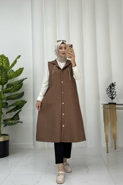 Saşa kapitone yelek Kahverengi