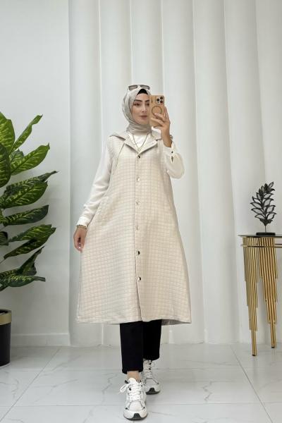 Saşa kapitone yelek Krem