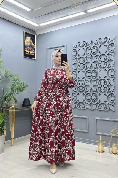 Tual Elbise Bordo
