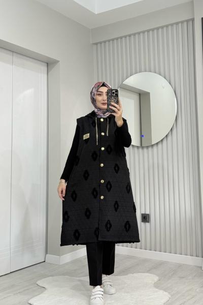 Zenay Kapitone Yelek  Siyah