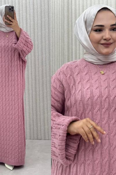 4072 Örgü Triko Elbise  Gül