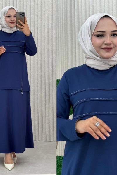 Aşkım Etekli Takım  İndigo