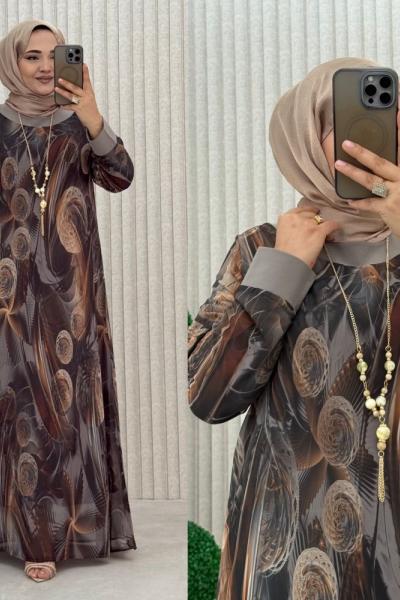 Büşra Elbise  Vizon